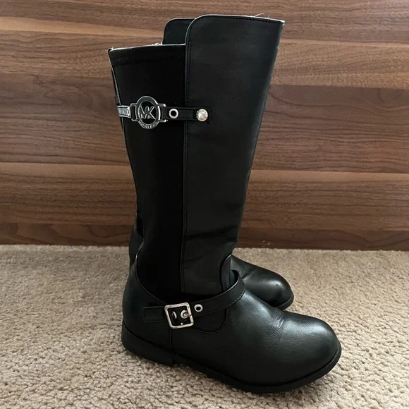 Michael Kors XIAMARA Black Knee Black High Riding Boots Sz 1 (Little Girl) - Picture 1 of 10